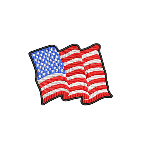 American US Wavy Flag 3.5" Embroidered Iron or Sew-on Patch