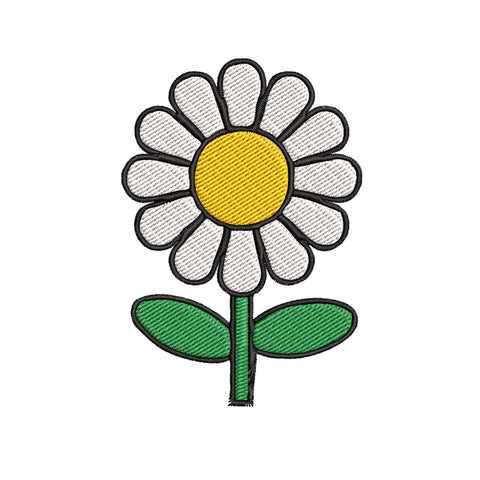 Standing Daisy Flower 3.5" Embroidered Iron or Sew-on Patch