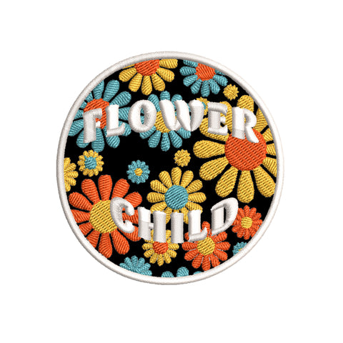 Daisies Flower Child 3.5" Embroidered Iron or Sew-on Patch