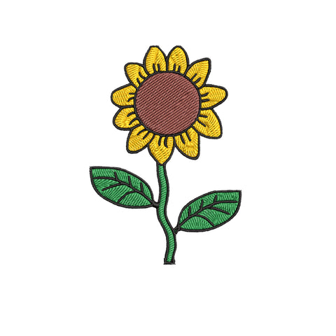 Wavy Sunflower 3.5" Embroidered Iron or Sew-on Patch