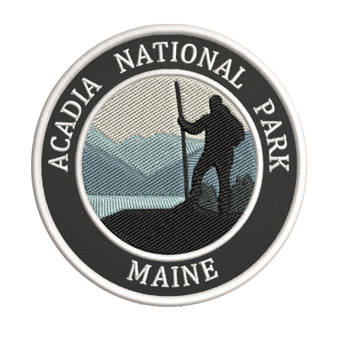 Acadia National Park, Maine - Hiker 3.5" Embroidered Iron or Sew-on Patch