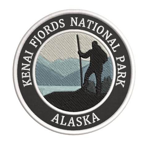 Kenai Fjords National Park, Alaska - Hiker 3.5" Embroidered Iron or Sew-on Patch