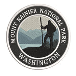 Mount Rainier National Park, Washington - Hiker 3.5" Embroidered Iron or Sew-on Patch