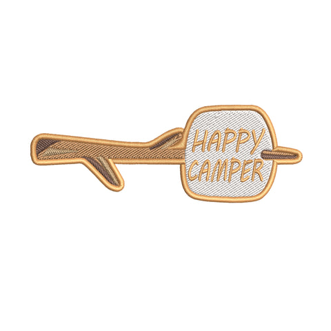 Happy Camper Marshmellow Cut Out 5" W x 1.75" T Embroidered Iron or Sew-on Patch