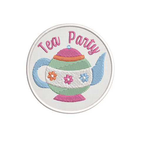 Tea Party Scout Badge 3" Embroidered Iron or Sew-on Patch