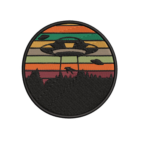 UFO Retro Stripes 3.5" Embroidered Iron or Sew-on Patch