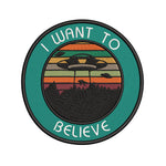 I Want To Believe UFO Retro Stripes 3.5" Embroidered Iron or Sew-on Patch