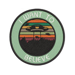 I Want To Believe UFO Retro Stripes 3.5" Embroidered Iron or Sew-on Patch