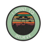 I Want To Believe UFO Retro Stripes 3.5" Embroidered Iron or Sew-on Patch