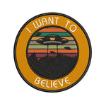 I Want To Believe UFO Retro Stripes 3.5" Embroidered Iron or Sew-on Patch