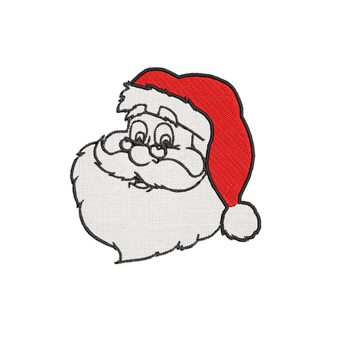 Santa Head Cut Out 3.5" Embroidered Iron or Sew-on Patch