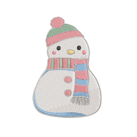 Kawaii Pastel Snowman 2.75" W x 4" T Embroidered Iron or Sew-on Patch